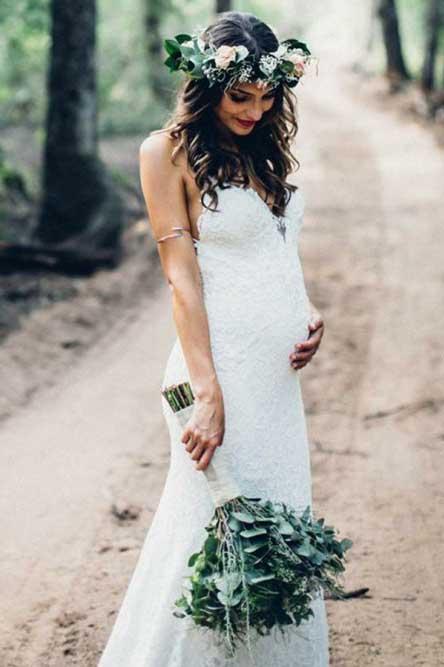 Boho Spaghetti Lace Mermaid Backless Wedding Dress