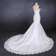 Sweetheart Lace Wedding Dresses, Mermaid Lace Appliques Bridal Gown