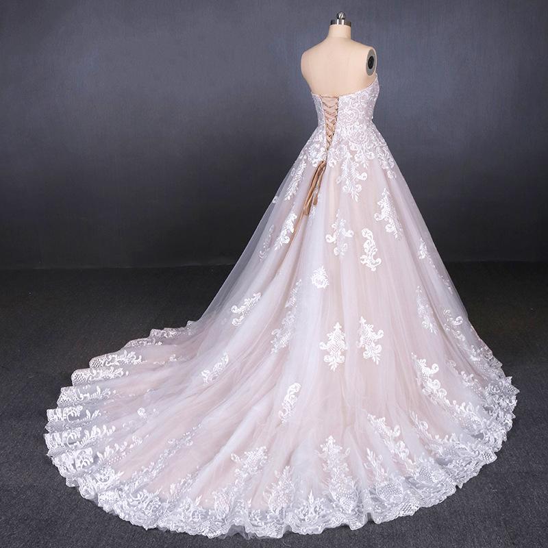 Strapless Ball Gown Lace Wedding Dresses with Appliques