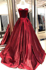 Sweetheart Burgundy Prom Dresses Long Graduation Gowns with Pockets