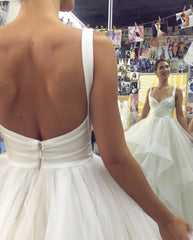 A-Line V-Neck Layered Sleeveless Wedding Dress