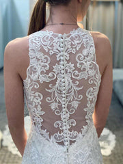 Mermaid Sleeveless Lace Beach Wedding Dress