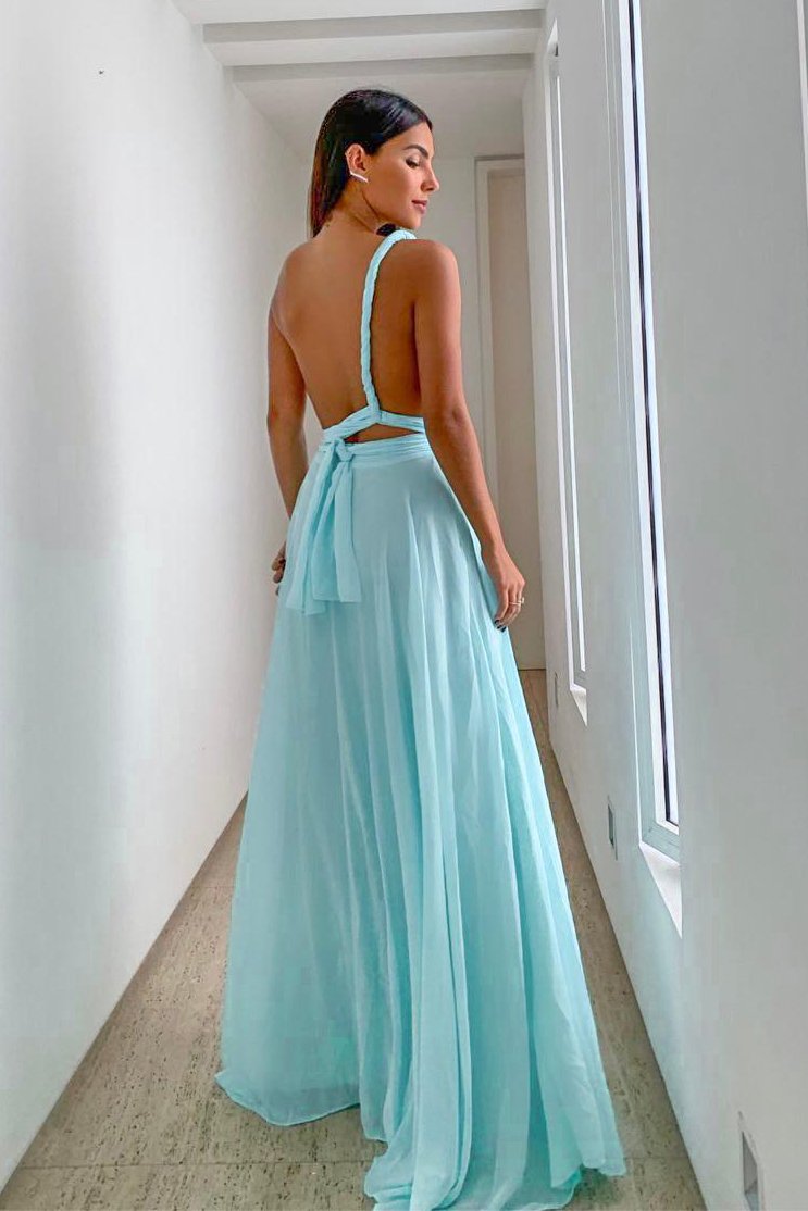 Tiffany Chiffon Long Prom Dresses, Convertible Bridesmaid Dress