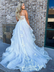 Spaghetti Straps Tulle Lace Wedding Dresses, Beautiful Boho Bridal Gown