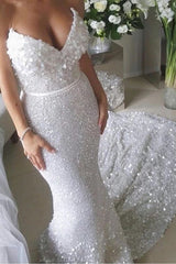 Stunning Sequined Wedding Dresses, Sparkly Mermaid Bridal Gowns